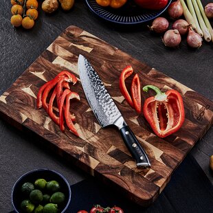 KYOKU 8 Chef Knife, Samurai Series Meat Cutting Knife with Pakkawood  Handle & Mosaic Pin, Japanese High Carbon Steel Knife, Full Tang Cutting