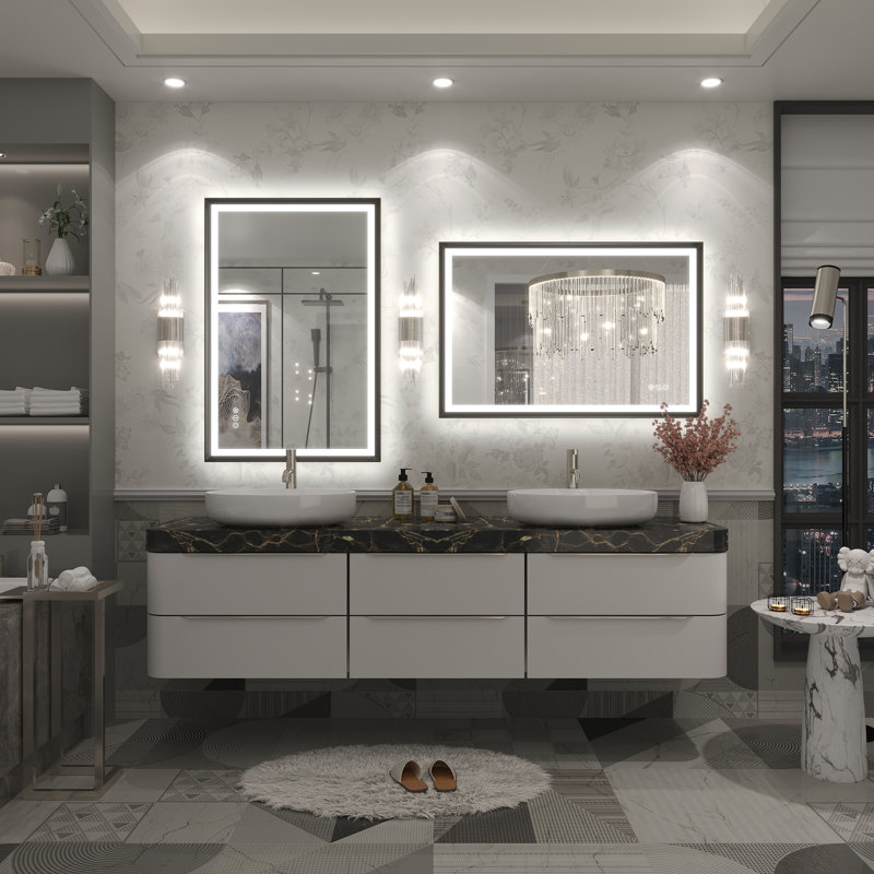 Miroir de salle de bain / meuble-lavabo mural Molly, 36 po x 24 po