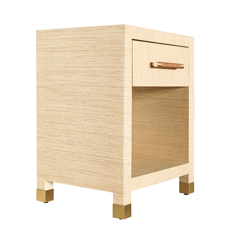 Pelham Beige Wood Rectangular End Table with Storage