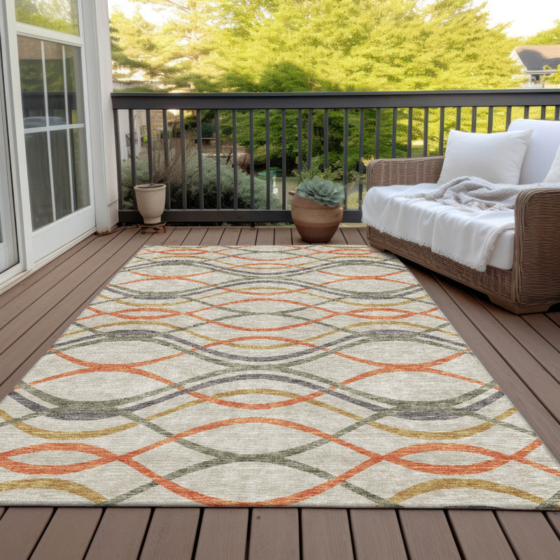 Lamanna Washable Abstract Indoor / Outdoor Rug, Rectangle 5' x 7'6"