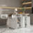 White Fluted Kitchen Island with Drop Leaves Power Outlet Storage Cart Wood Top