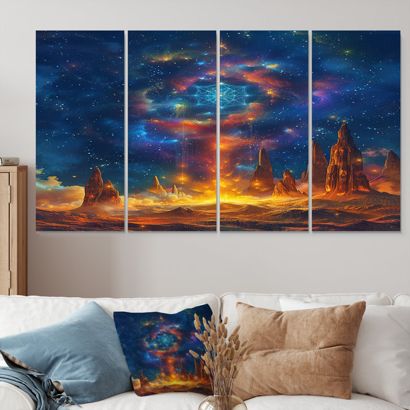 Ensemble de 4 décorations murales Magic Crystal dans le ciel - Paysages spatiaux, H 28 po x l 48 po