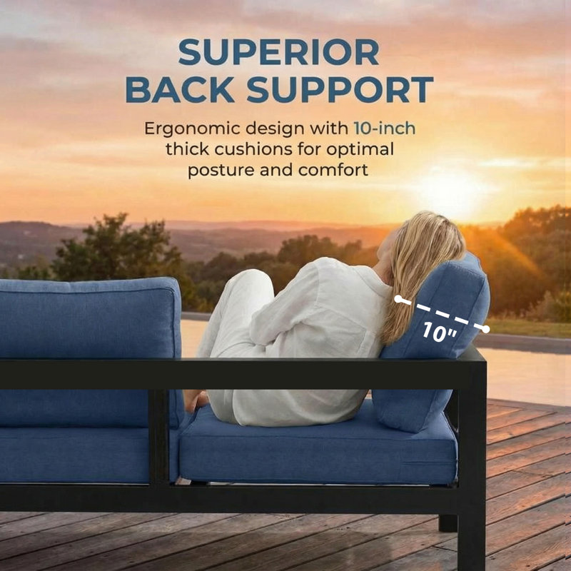 Brandtley Aluminum Patio Sofa, Blue Performance