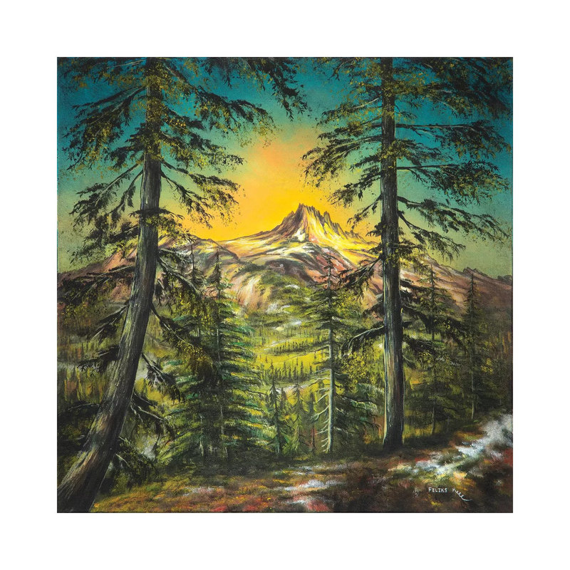 Mountain Glow 1 Piece Painting on Canvas, 66.04 cm H x 66.04 cm W x 1.91 cm D, Wrapped Canvas
