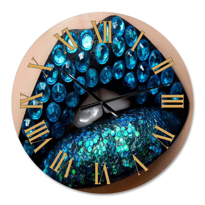 Horloge murale moderne avec lèvres rouges et rouge à lèvres noires, Surdimensionné