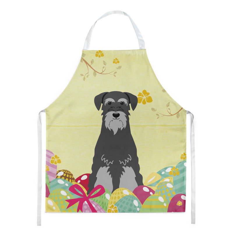 Tablier œufs de pâques, Jaune / Noir / Gris, Schnauzer debout
