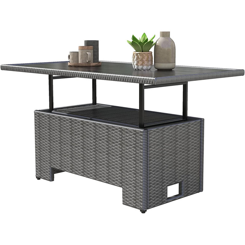 Cahlan Extendable Rectangular Metal Outdoor Dining Table