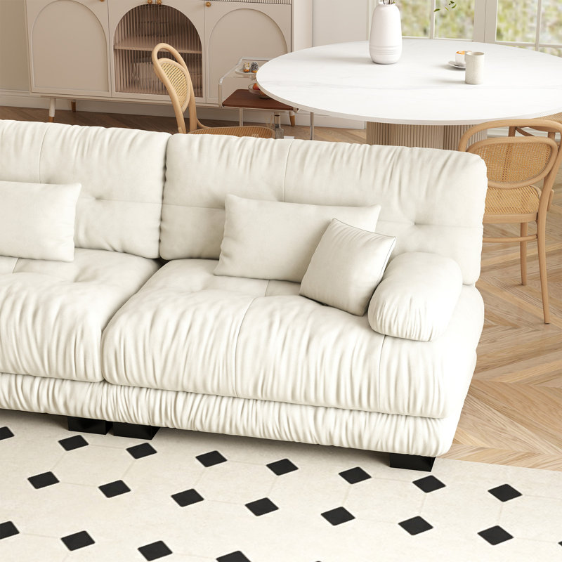 Modular Sectional Sofa Cloud Couch, Deep Seat 2-seater Sectional Couches For Living Room, Comfy Soft Chenille Sofa With 4 Pillows
