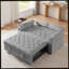 Canapé-lit en velours gris clair-983767596