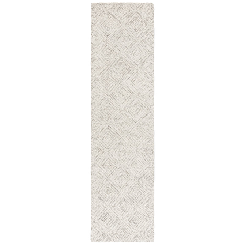 Martha Stewart 300 Hand Tufted Wool/Cotton Geometric Rug in Gray/Grey/Ivory/Ivory, Runner 2'3" x 9'