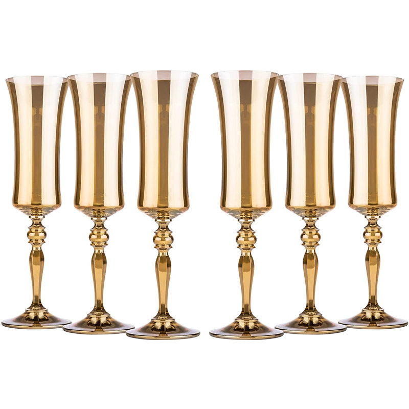6 oz Ensemble de flûtes en verre, Or
