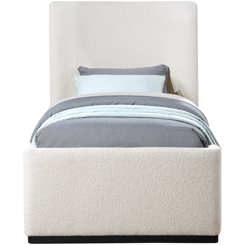 Oliver Boucle Fabric Queen Bed, Twin, Cream Boucle Fabric