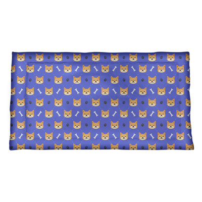 Taie décorative à motif de Shiba Inu vert menthe Katelyn Elizabeth - Microfibre