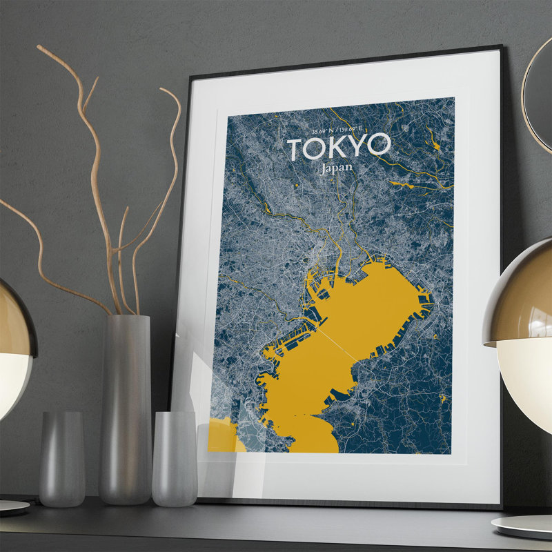 Tokyo City Map in Amuse 1 Piece Wall Art, 36cm H x 24cm W x 0.05cm D