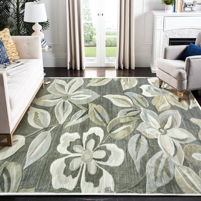 Nature Floral Non-Slip Machine Washable Modern Area Rug in Green/Cream for Living Room, Bedroom, Hallway Runner Indoor Rugs