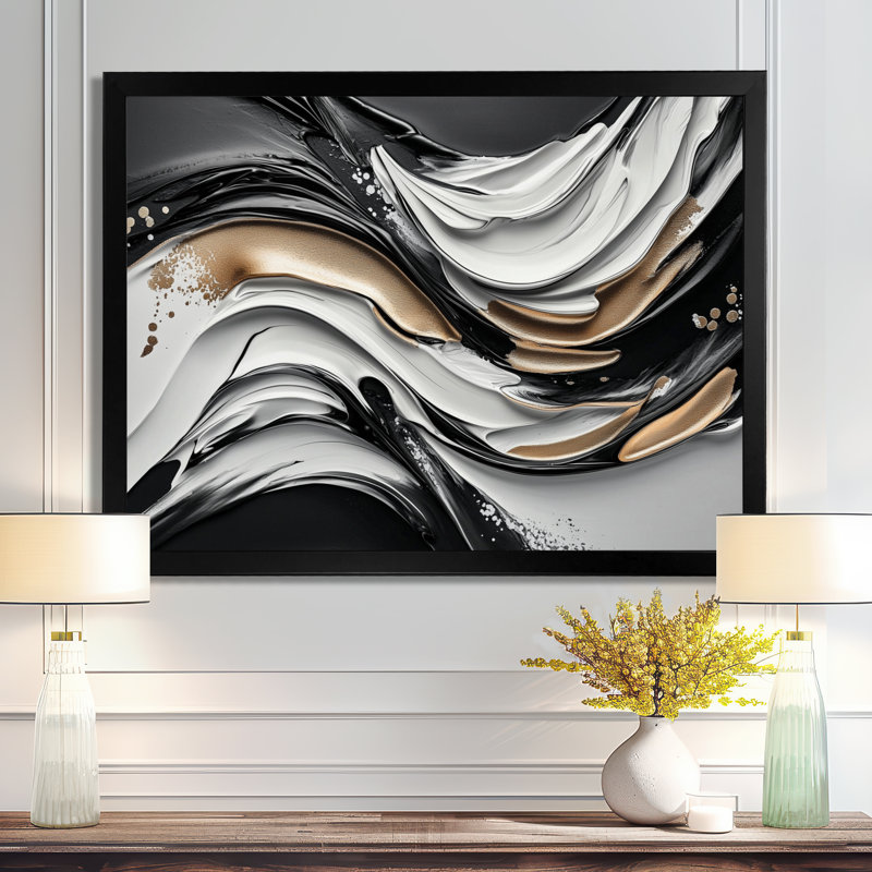 Perspectives du sombre et de la lumière I - Art mural transitionnel moderne abstrait, Noir, H 12 po x l 20 po