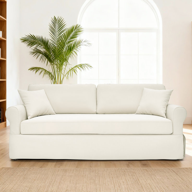 Rolled Arm Slipcover Sofa, Cream