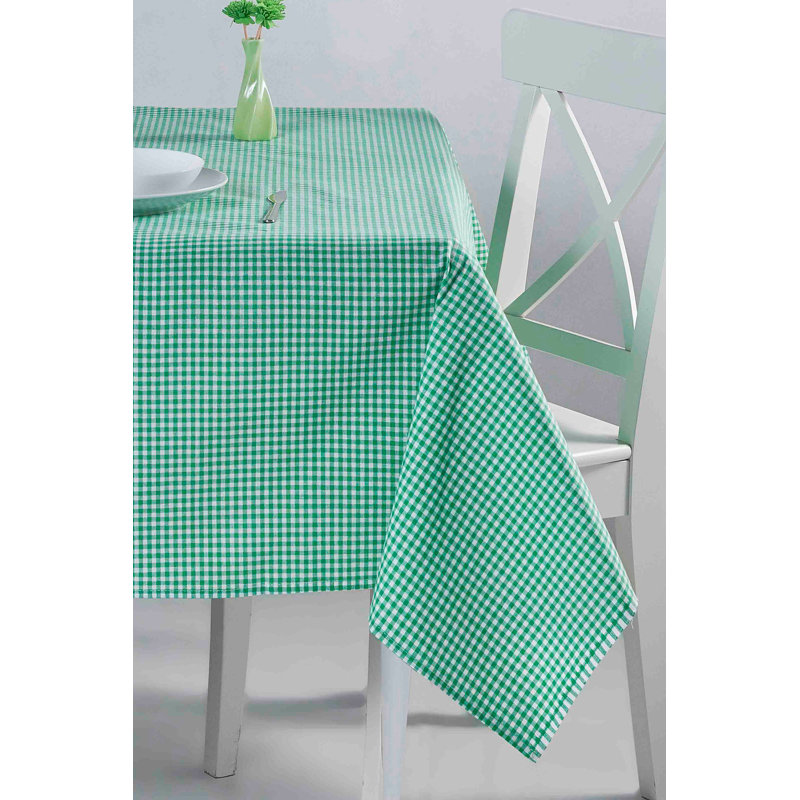Nappe à carreaux 100% coton mélangé (85% coton / 15% polyester), vert, 67 po x 67 po | Lavable à la machine, facile à nettoyer | Parfait pour la salle à manger, les pique-niques et les événements extérieurs, design élégant et durable