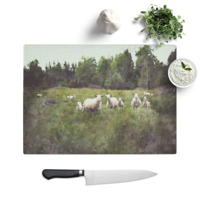 Curious Sheep Painting Chopping Board
