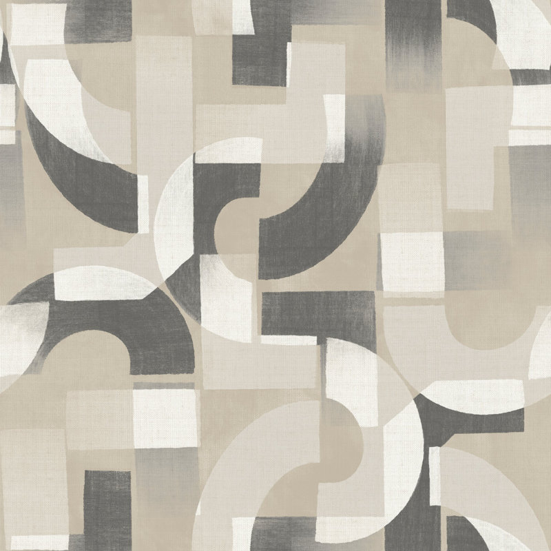 Karuna Collection Geometric Swirl Wallpaper Roll, Grey