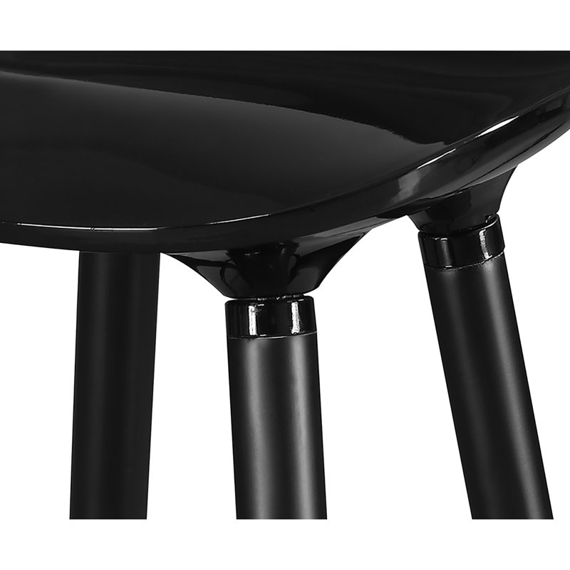 Noir Black Retro Chic Bar Stool with Metal & Wood Accents