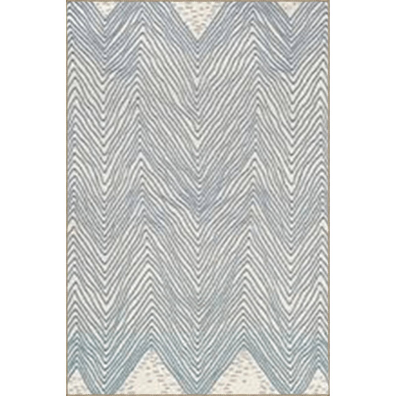 Gray Themed Zigzag Geometric Patterned Creative Modern Decorative Carpet, Rectangle 2'4" x 4'