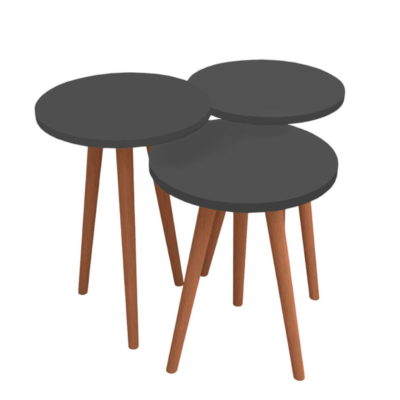 Havre Solid Wood End Table, Anthracite, Anthracite