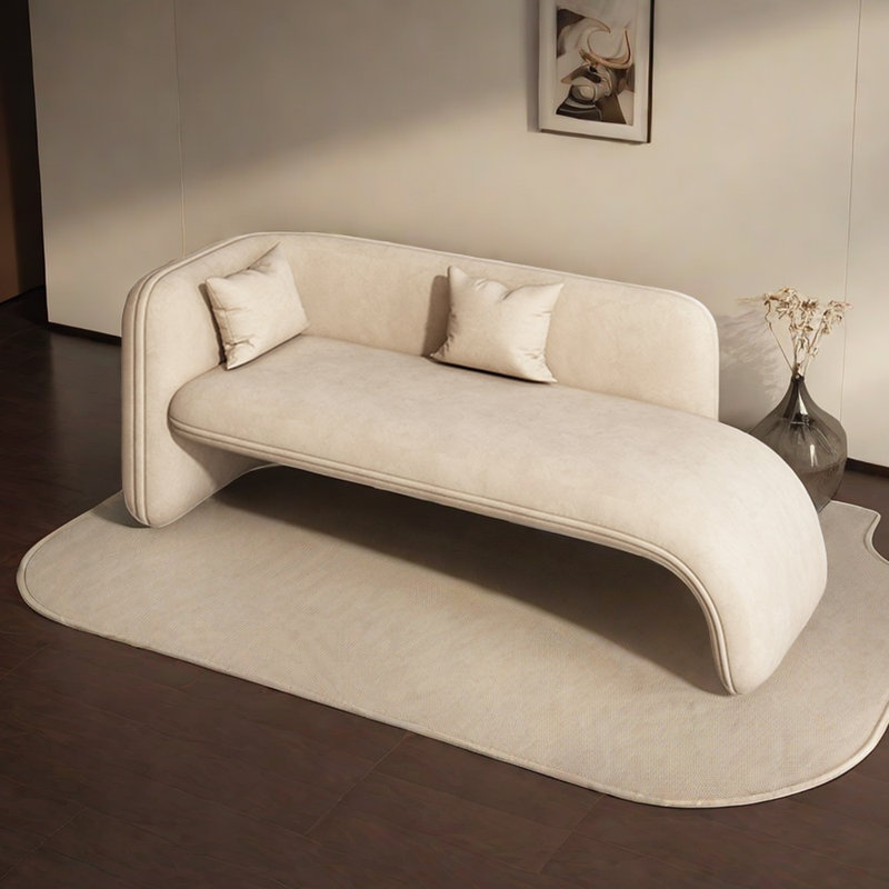 Chaise longue rembourrée Svetlin, Jaune crème, Accoudoir à gauche (vu de face)