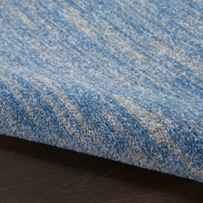 Mulican Solid Color Machine Made Power Loom Polypropylene Indoor / Outdoor Area Rug in Blue, Runner 2'2" x 14'