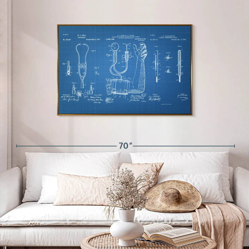 Matériel médical brevet bleu, Cadre flottant doré, 43 po x 29 po