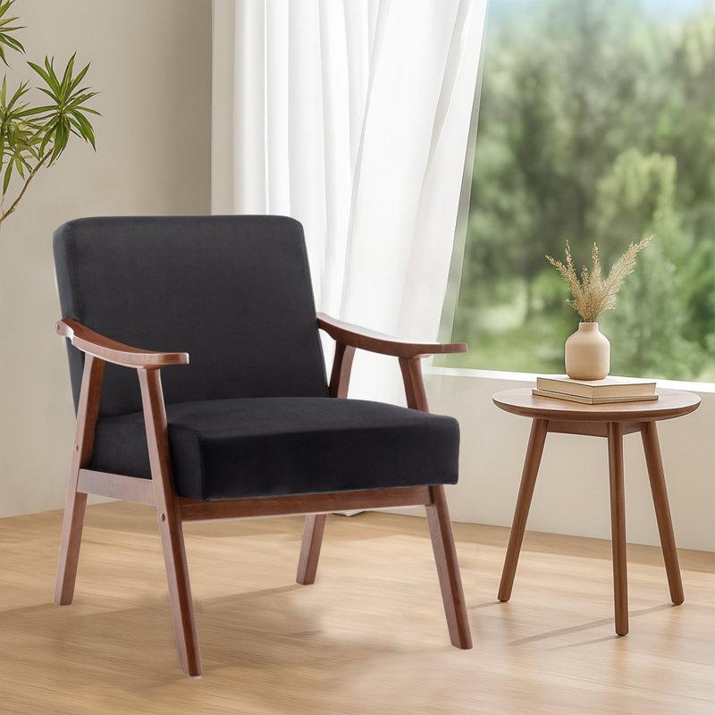 Fauteuil de réception Maret 30,71 po, Velours noir
