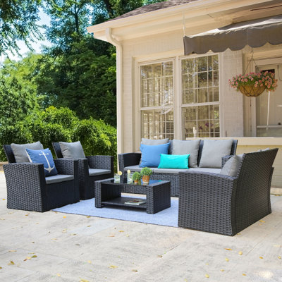 Ensemble de conversation pour 7 personnes avec coussins Aliveya Patio