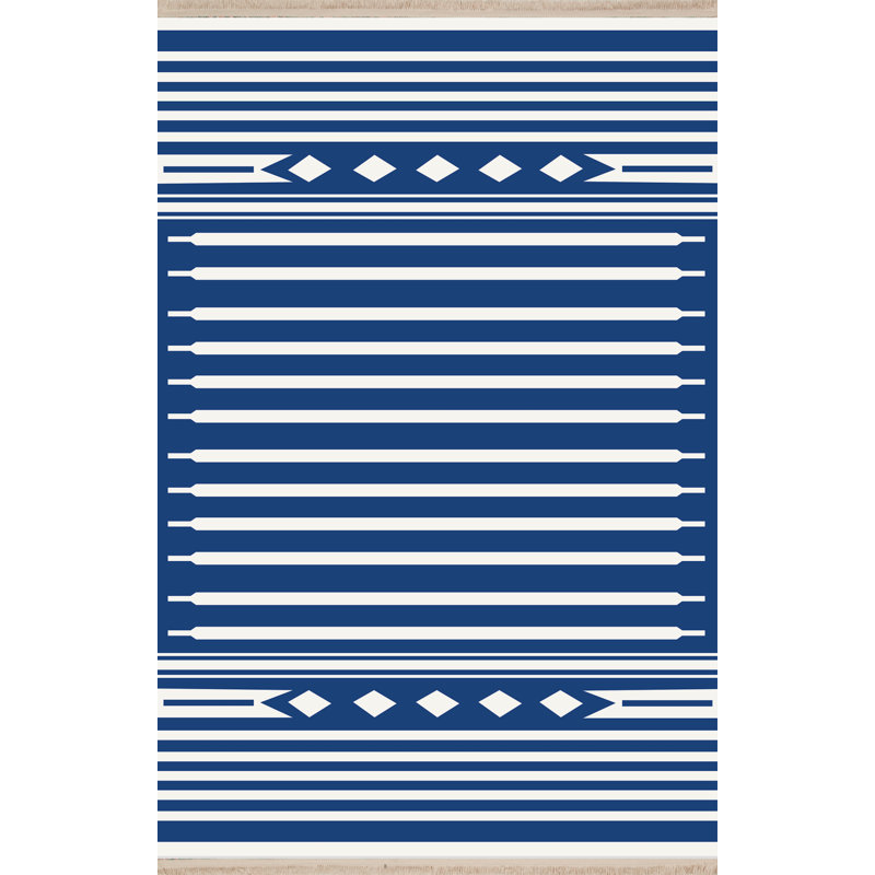 Tapis décoratif moderne à motif de lignes bleues, Tapis de couloir 3 pi 3,37 po x 6 pi 6,74 po
