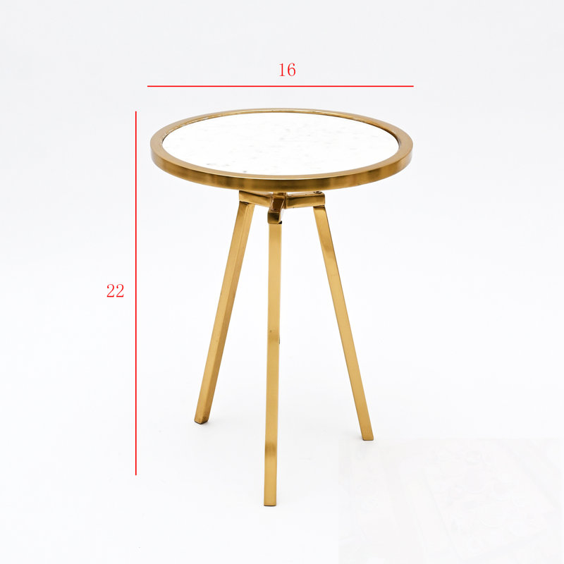Round Marble Top Side Table with Metal Frame
