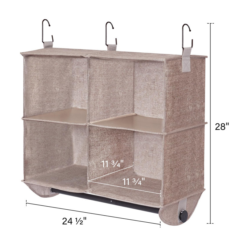 Organisateur de placard suspendu avec tige en métal, Brun / Beige