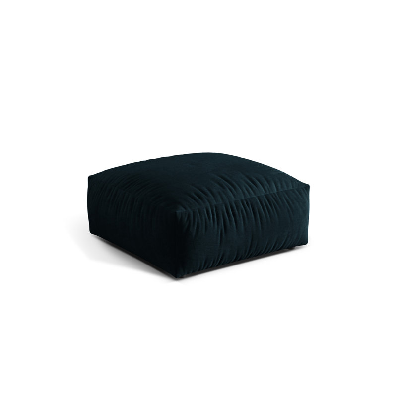 Carlens 106cm Wide Velvet Solid Colour Pouffe Ottoman, Deep Petrol