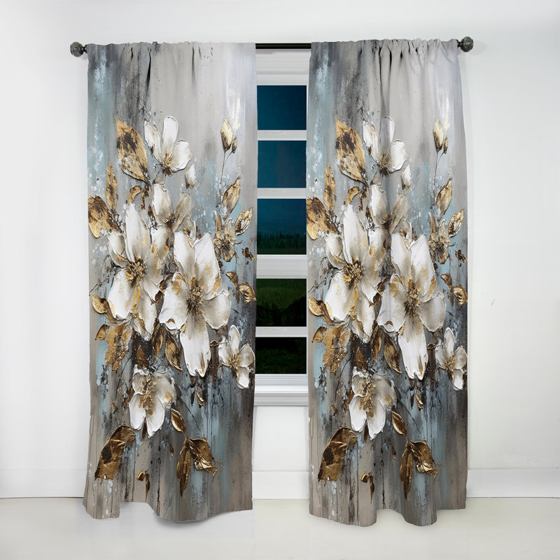 Ravello - White Gold Apple Tree Symphony IV - Apple Tree Curtain - Velvet Room Darkening - 1 panel, 52" W x 95" L