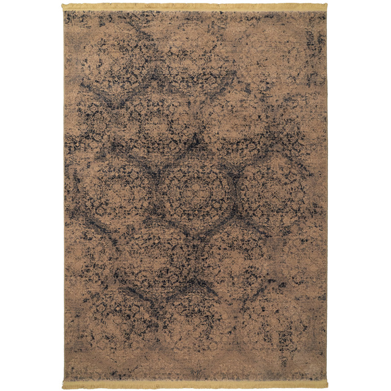 Tapis bleu en laine Covington, Rectangle 6 pi 7 po x 9 pi 10 po