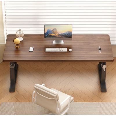 Bureau debout rectangulaire réglable en bois massif à manivelle