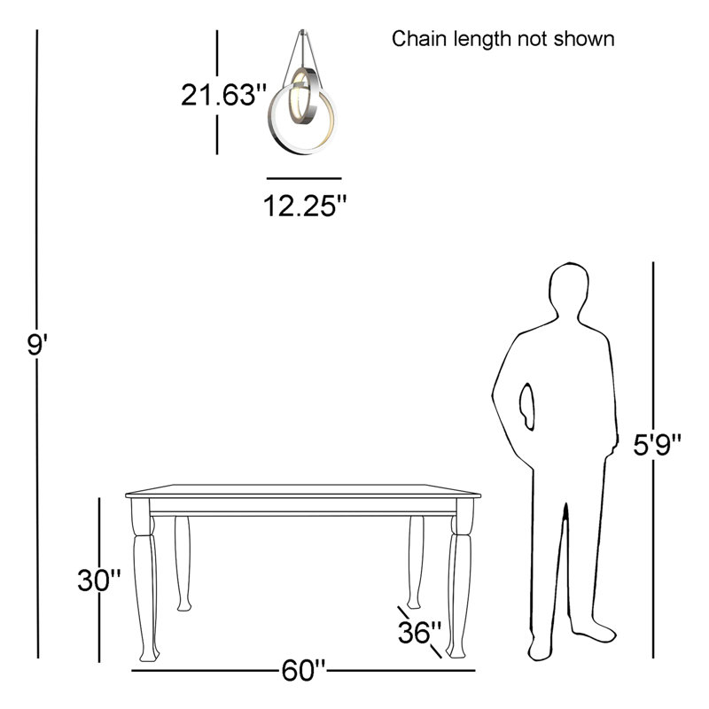 Aliyonna Single 2-Light LED Unique Geometric Chandelier