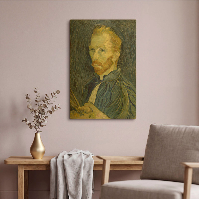 «Self-Portrait 1889» par Vincent Van Gogh, art mural en métal doré, 16 po x 24 po, 16 po x 24 po