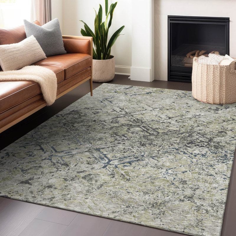 Tapis argenté de qualité supérieure lavable à la machine Prisco, Rectangle 2 pi 6 po x 3 pi 10 po
