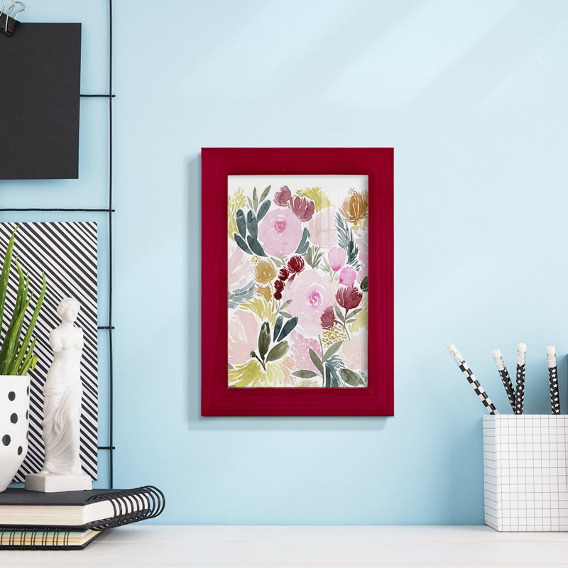 Delmira Rose Rays I, encadré sur papier, Rouge cerise, H 8 po x l 6 po x P 1 po