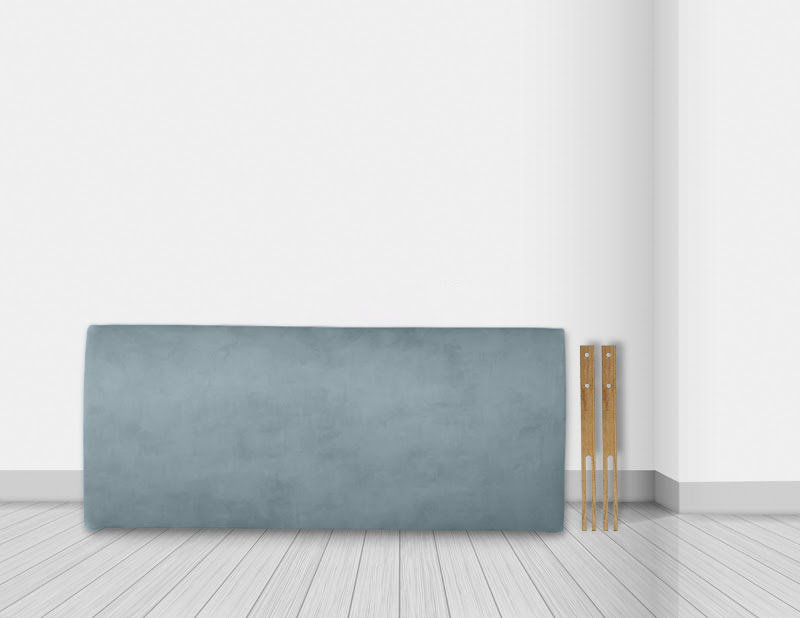 Gopi Upholstered Velvet Headboard, Double (4'6), Sky Blue