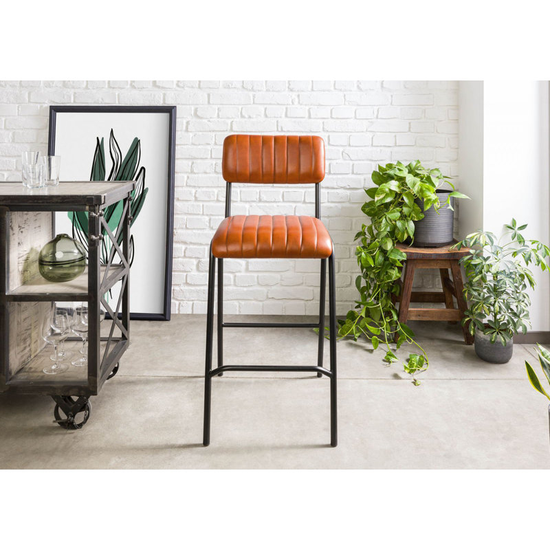 Iron Label Upholstered Bar Stool