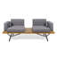 Ensemble de causeuse et de table basse d'extérieur, bois d'acacia, fer, gris