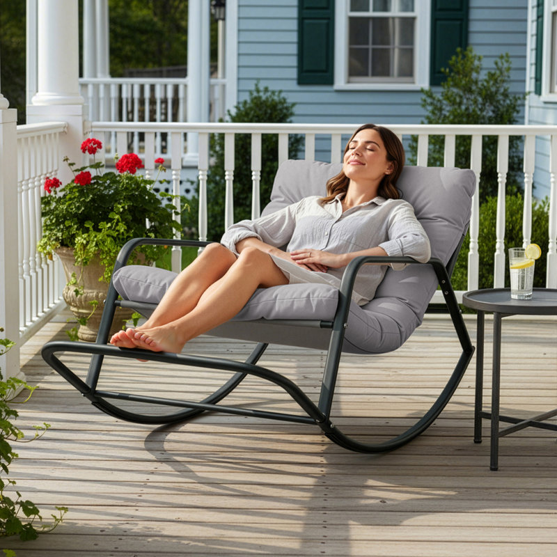 Méridienne surdimensionnée d'intérieur avec coussin et repose-pieds Papasan, Gris