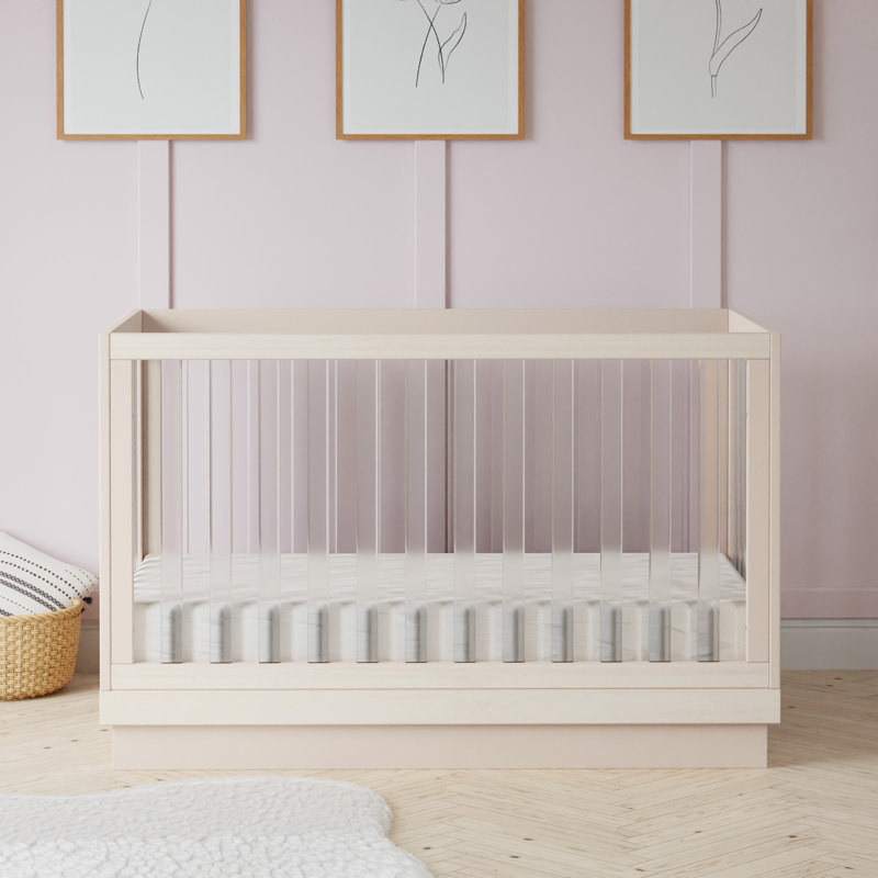 Washed Natural Pine and Acrylic 3-in-1 Convertible Crib
