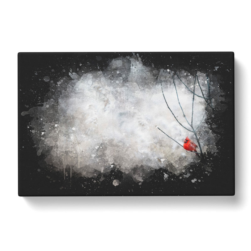 Red Cardinal Bird - Wrapped Canvas Painting, 40cm H x 60cm W x 3cm D