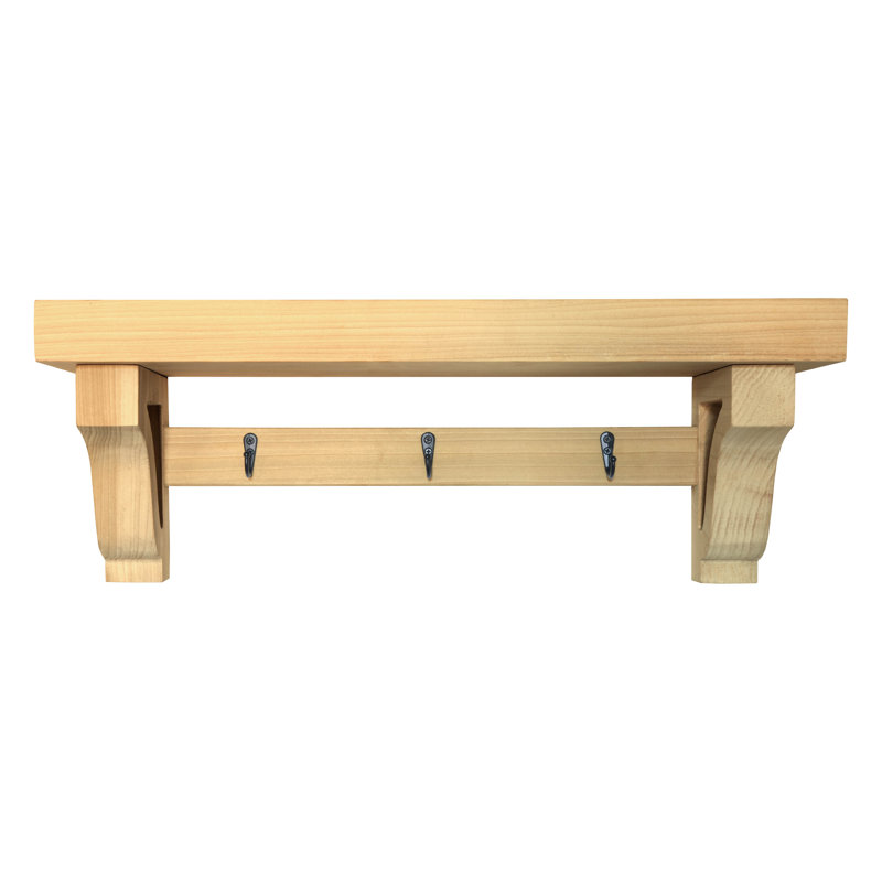 Rayne Medium Wall Mounted Coat Rack with Shelf 5 Hook, Natural, 36/6/6